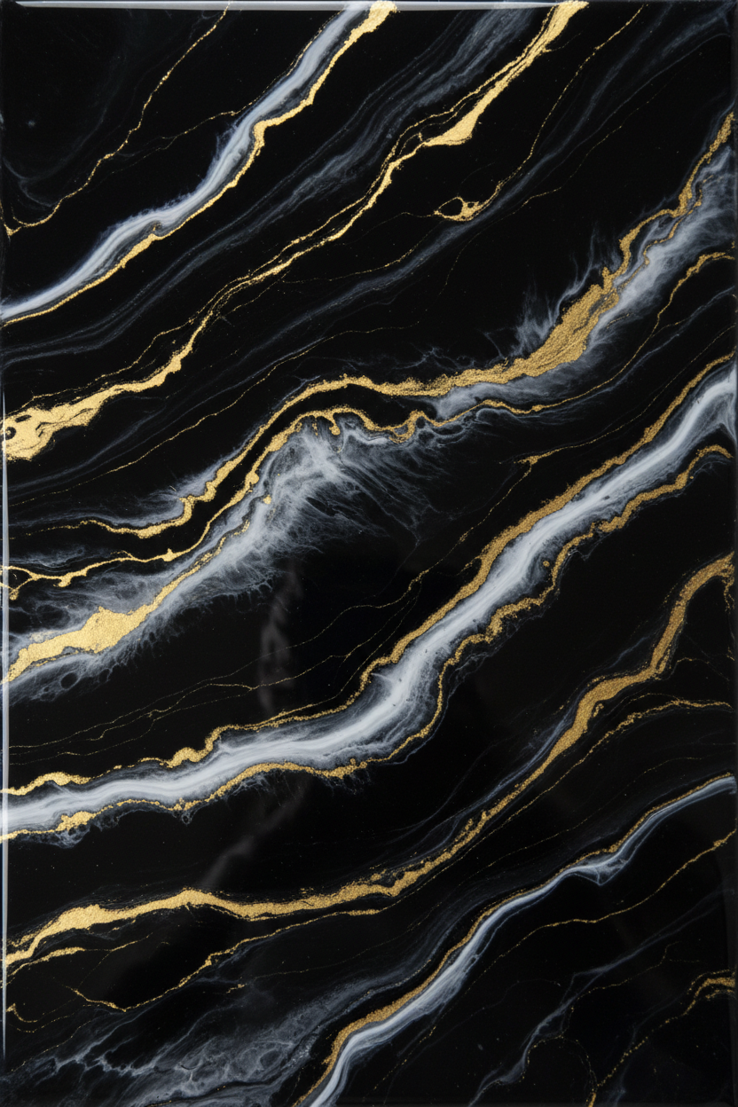 make a marble like pictue from epoxy resin use white and gold accent colours on a black base color. And make the picture is in 480x550 pixel. Make it full size. 